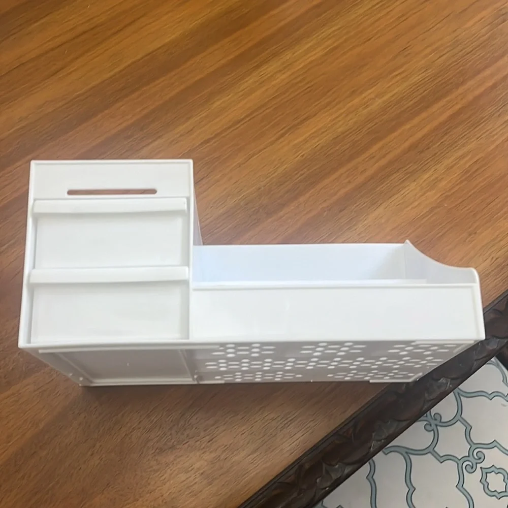 New White Makeup Organizer Vanity Bathroom Countertop Cosmetics with Drawers